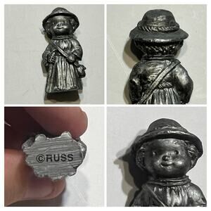Russ Nativity Pewter wiseman boy satchel hat Mini Figure Christmas Holiday Decor